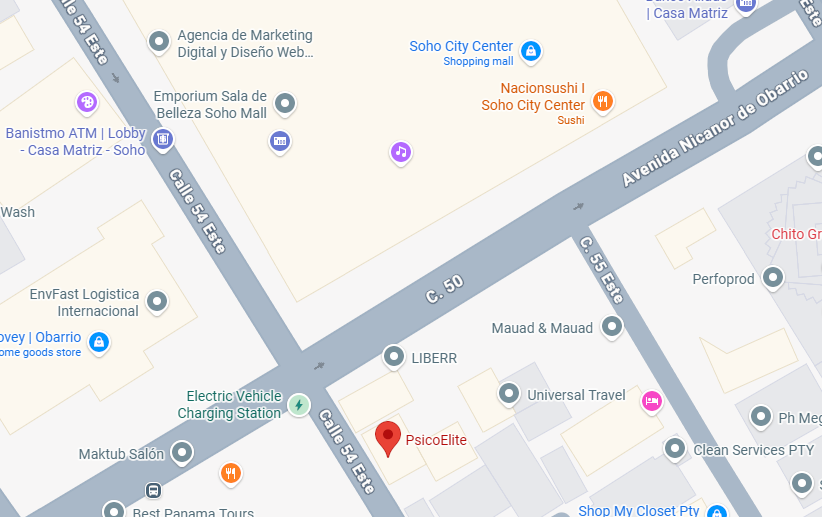 Snapshot de Google Maps de la ubicación de PsicoElite en Calle 50